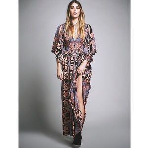 Free People Fern Printed Maxi Dress Boho Festival